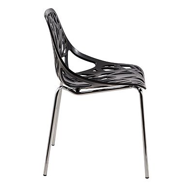 LeisureMod Modern Asbury Dining Chair w/ Chromed Legs, Set of 2
