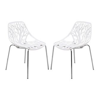 LeisureMod Modern Asbury Dining Chair w/ Chromed Legs, Set of 2