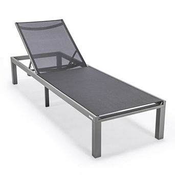 LeisureMod Marlin Patio Chaise Lounge Chair With Grey Aluminum Frame