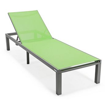 LeisureMod Marlin Patio Chaise Lounge Chair With Grey Aluminum Frame