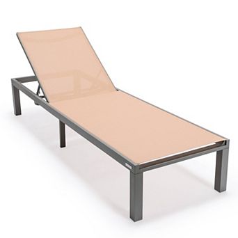 LeisureMod Marlin Patio Chaise Lounge Chair With Grey Aluminum Frame