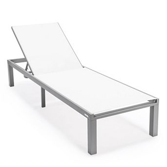 LeisureMod Marlin Patio Chaise Lounge Chair With Grey Aluminum Frame