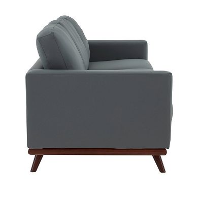 LeisureMod Chester Modern Leather Sofa With Birch Wood Base