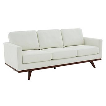 LeisureMod Chester Modern Leather Sofa With Birch Wood Base