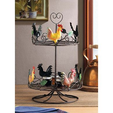 Rooster Two-Tier Countertop Kitchen Rack