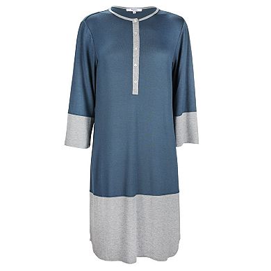 Women's Two-Tone Three-Quarter-Length Soft Nightshirt