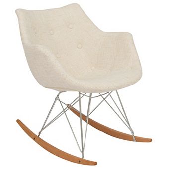 LeisureMod Willow Patchwork Fabric Eiffel Rocking Chair