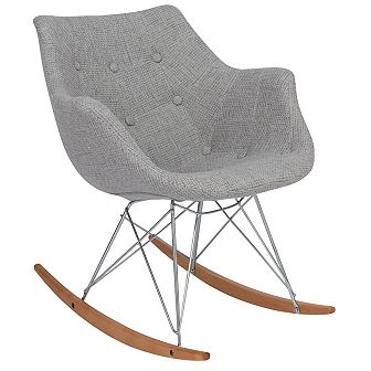 LeisureMod Willow Patchwork Fabric Eiffel Rocking Chair
