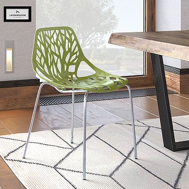 LeisureMod Modern Asbury Dining Chair w/ Chromed Legs