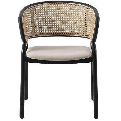 Leisuremod Ervilla Modern Dining Chair With Stainless Steel Legs Velvet Seat and Wicker Back