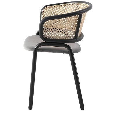 Leisuremod Ervilla Modern Dining Chair With Stainless Steel Legs Velvet Seat and Wicker Back