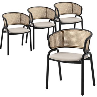 Leisuremod Ervilla Modern Dining Chair With Stainless Steel Legs Velvet Seat and Wicker Back