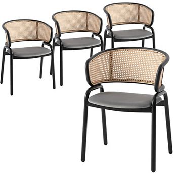 Leisuremod Ervilla Modern Dining Chair With Stainless Steel Legs Velvet Seat and Wicker Back