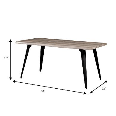 LeisureMod Ravenna Modern Rectangular Wood 63" Dining Table With Metal Legs