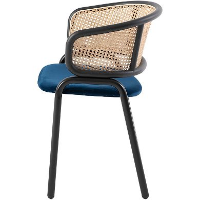 Leisuremod Ervilla Modern Dining Chair With Stainless Steel Legs Velvet Seat and Wicker Back
