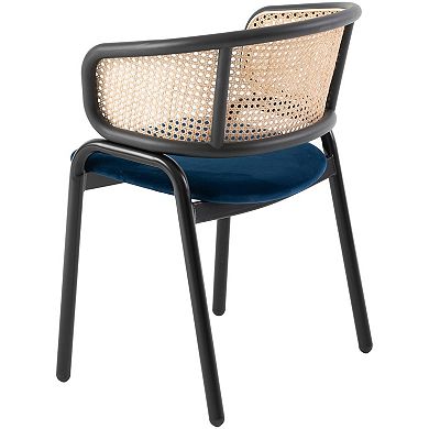 Leisuremod Ervilla Modern Dining Chair With Stainless Steel Legs Velvet Seat and Wicker Back