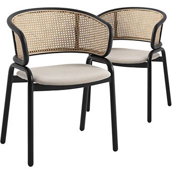 Leisuremod Ervilla Modern Dining Chair With Stainless Steel Legs Velvet Seat and Wicker Back