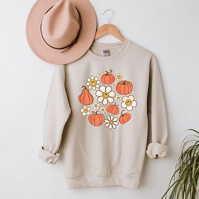 Circle Pumpkin Flowers Sweatshirt