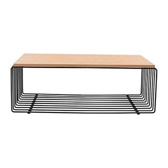 LeisureMod Walden Rectangular Coffee Table Powder Coated Steel Frame
