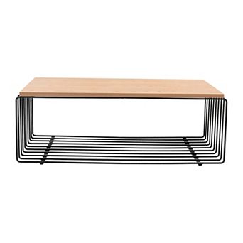 LeisureMod Walden Rectangular Coffee Table Powder Coated Steel Frame