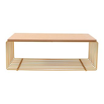 LeisureMod Walden Rectangular Coffee Table Powder Coated Steel Frame