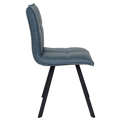 LeisureMod Wesley Modern Leather Dining Chair With Metal Legs