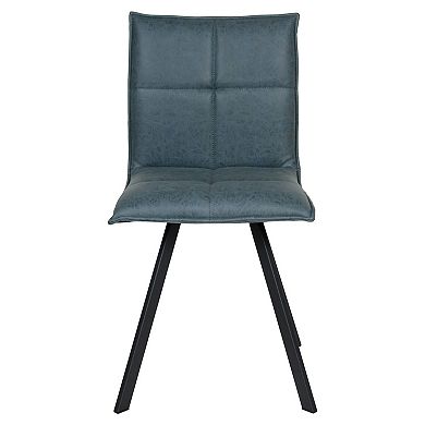 LeisureMod Wesley Modern Leather Dining Chair With Metal Legs