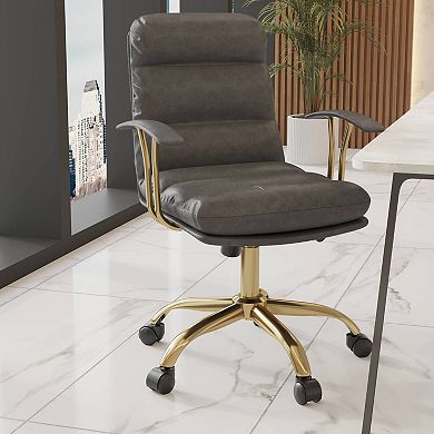 LeisureMod Regina Ergonomic Executive Leather Office Chair - Adjustable Height & Swivel Base