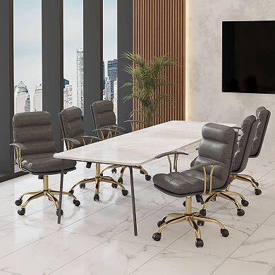 LeisureMod Regina Ergonomic Executive Leather Office Chair - Adjustable Height & Swivel Base
