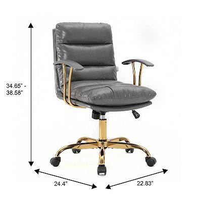LeisureMod Regina Ergonomic Executive Leather Office Chair - Adjustable Height & Swivel Base