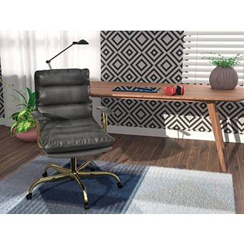 LeisureMod Regina Ergonomic Executive Leather Office Chair - Adjustable Height & Swivel Base