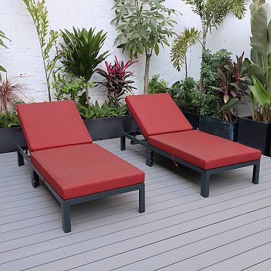 LeisureMod Chelsea Modern Outdoor Chaise Lounge Chair With Cushions Set of 2
