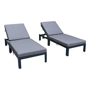 LeisureMod Chelsea Modern Outdoor Chaise Lounge Chair With Cushions Set of 2