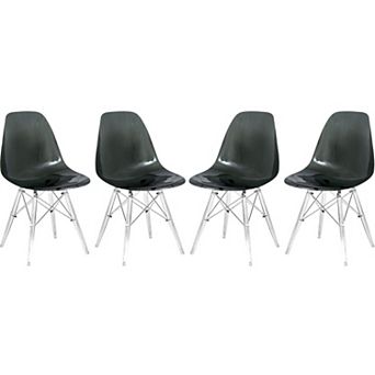 LeisureMod Dover Molded Side Chair with Acrylic Base, Set of 4