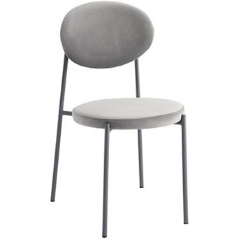 LeisureMod Euston Modern Velvet Dining Chair with Grey Steel Frame