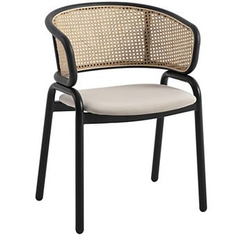Leisuremod Ervilla Modern Dining Chair With Stainless Steel Legs Velvet Seat and Wicker Back