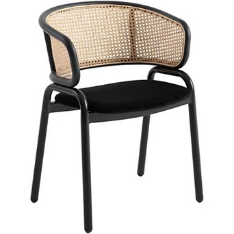Leisuremod Ervilla Modern Dining Chair With Stainless Steel Legs Velvet Seat and Wicker Back