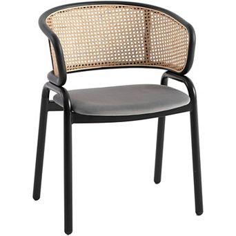 Leisuremod Ervilla Modern Dining Chair With Stainless Steel Legs Velvet Seat and Wicker Back