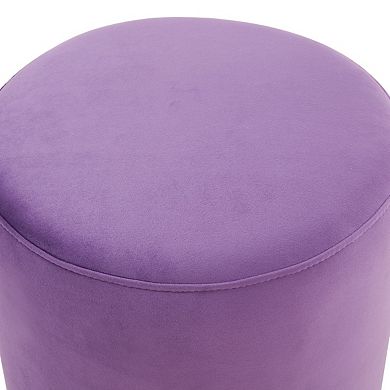 LeisureMod Remmey 16" Round Velvet Ottoman With Gold Base