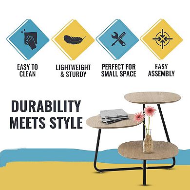 LeisureMod Hazelton Multi-Top End Tables with Manufactured Wood Top and Powder Coated Steel Frame
