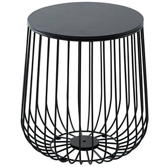 LeisureMod Runswick Modern Wood Top End Table With Metal Base
