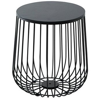 LeisureMod Runswick Modern Wood Top End Table With Metal Base