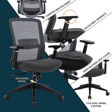 LeisureMod Ingram Modern  Office Task Chair with adjustable armrests