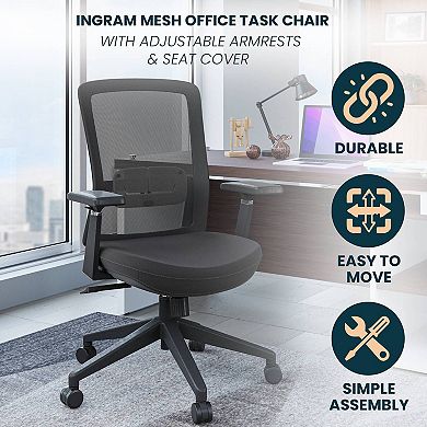 Leisuremod Ingram Office Chair With Seat Cover