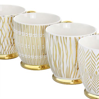 Gibson Home Gold Finch 4 Piece 16.7oz Electroplated Fine Ceramic Mug Set