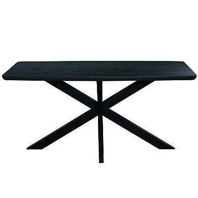 LeisureMod Ravenna 63" Rectangular Wood Dining Table With Modern Metal Base