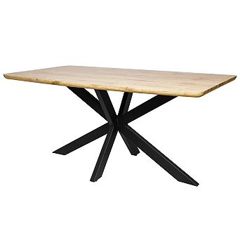 LeisureMod Ravenna 63" Rectangular Wood Dining Table With Modern Metal Base