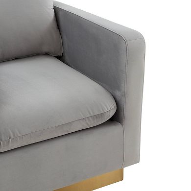 LeisureMod Nervo Velvet Accent Armchair With Gold Frame