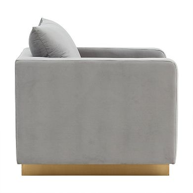 LeisureMod Nervo Velvet Accent Armchair With Gold Frame