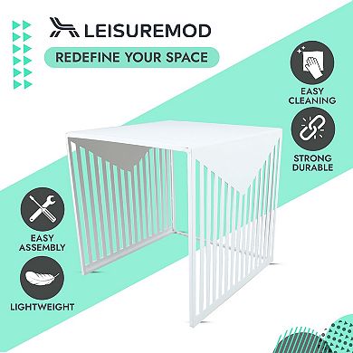 LeisureMod Cisco Modern Square Steel Side Table with Powder Coated Finish